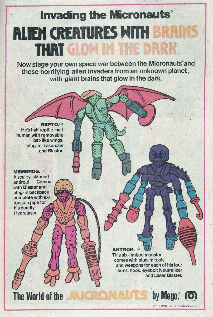 Here's an ad that worked its magic on me as a kid. You had me at Glow-in-the-Dark Brains Mego.