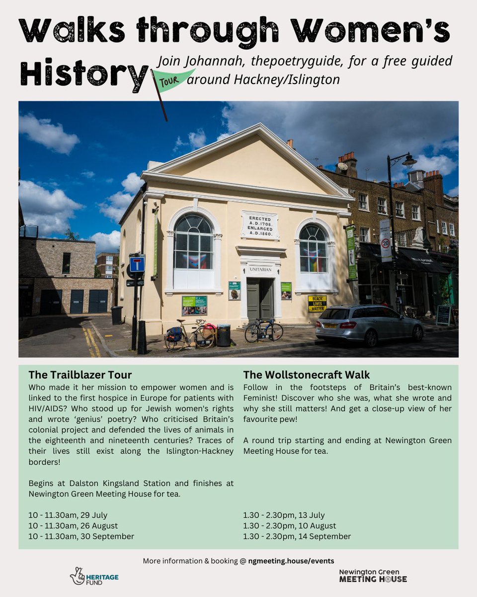 NGMeetingHouse's tweet photo. Coming up on 14 Sep... The Wollstonecraft walk! Follow in the footsteps of Britain’s best-known feminist, discover who she was, what she wrote and why she still matters! And get a close-up view of her favourite pew! Book 4free here > https://t.co/53YpMiwu2Q https://t.co/AaEnxvtXb3
