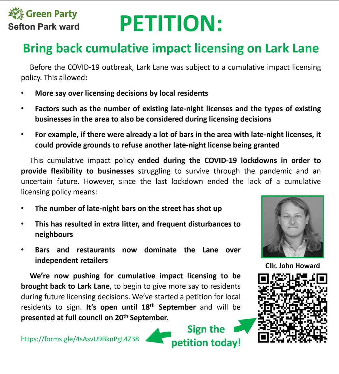 JohnSefParkGrn's tweet image. Read about our efforts to get cumulative licensing back on Lark Lane, and sign the petition today!

forms.gle/4sAsvU9BknPgL4…