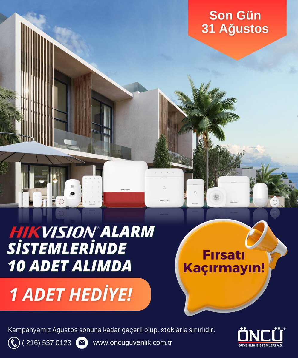Fırsatı Kaçırmayın...!
Son Gün 31 Ağustos

Hikvision Alarm Sistemlerinde 10 Adet Alımda 1 ADET HEDİYE..
Kampanyamız stoklarla sınırlıdır.
#hikvision #alarm