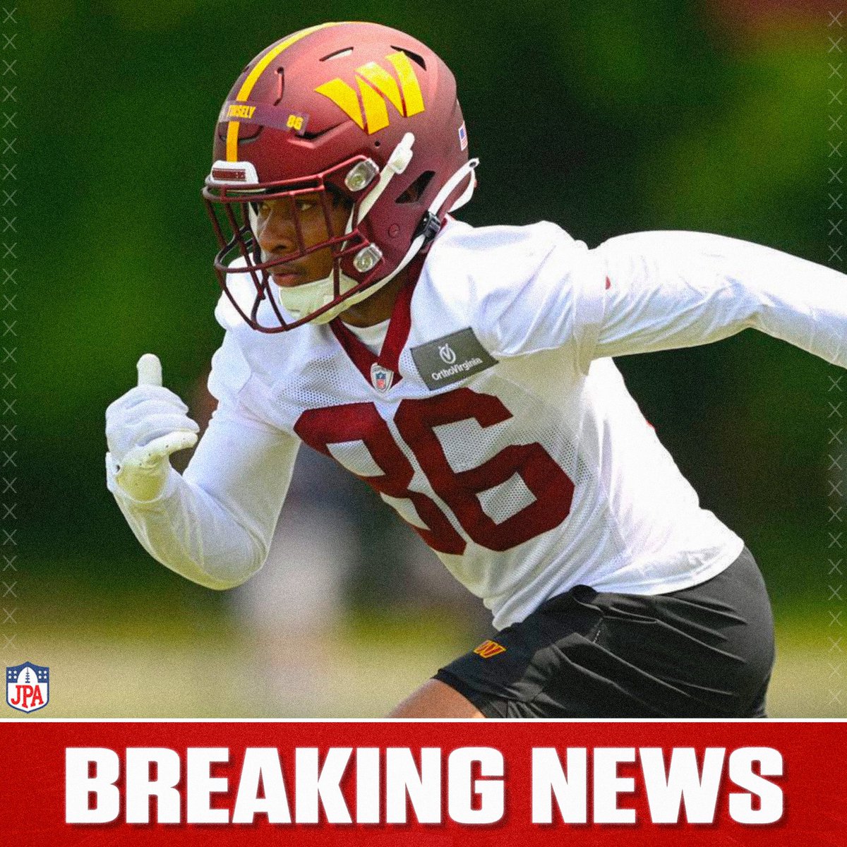 JPAFootball (@jasrifootball) on Twitter photo BREAKING: #Commanders UDFA WR Mitchell Tinsley has made the team’s 53 man roster, per <a href="/NickiJhabvala/">Nicki Jhabvala</a>
Tinsley shined all offseason and has earned his spot on the team. BREAKING: #Commanders UDFA WR Mitchell Tinsley has made the team’s 53 man roster, per <a href="/NickiJhabvala/">Nicki Jhabvala</a>
Tinsley shined all offseason and has earned his spot on the team.