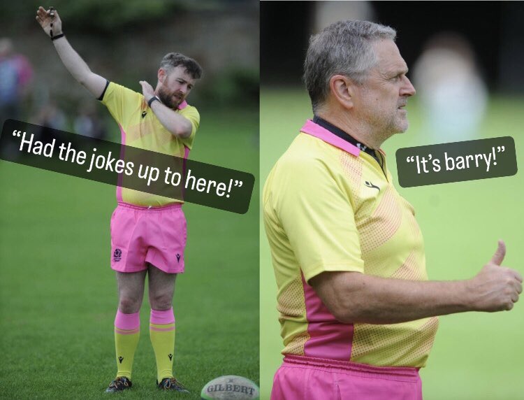 One of the biggest talking points of the <a href="/Scotlandteam/">Scottish Rugby</a> domestic season so far has been the Ref’s new kit colour scheme. 

Here’s two <a href="/EdinRugbyRefs/">Edinburgh Rugby Referees</a> showing off their jazzy outfits.