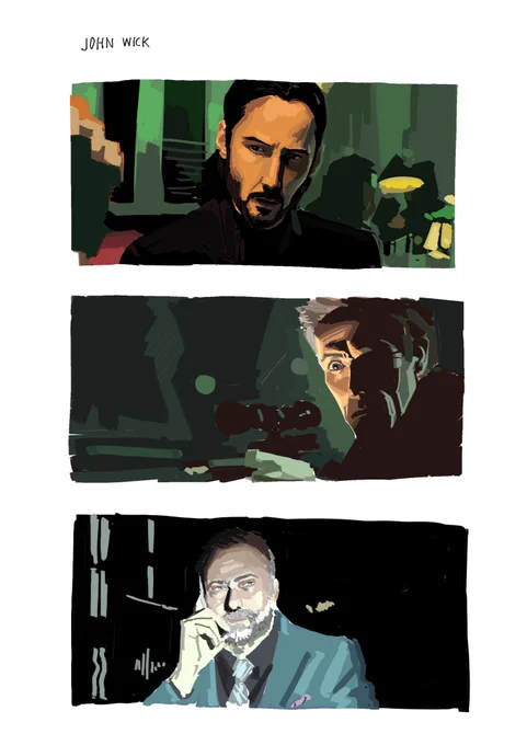 ジョン・ウィック 模写
闇の中で顔だけが照らされてるみたいな描写がかっこいい 