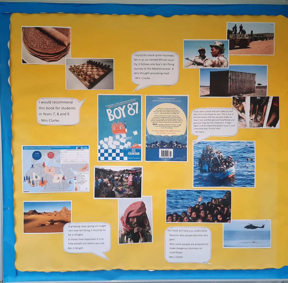 rusheymeadgeog's tweet photo. #Geography Reads display updated for the #Autumn term. Boy 87 by @EleFountain is available @rusheymeadlib @RusheyMeadAcad. Read it and write a review for #Passport #Points. #Rushey3 #Developyourwholeself https://t.co/zGjog22Jm0
