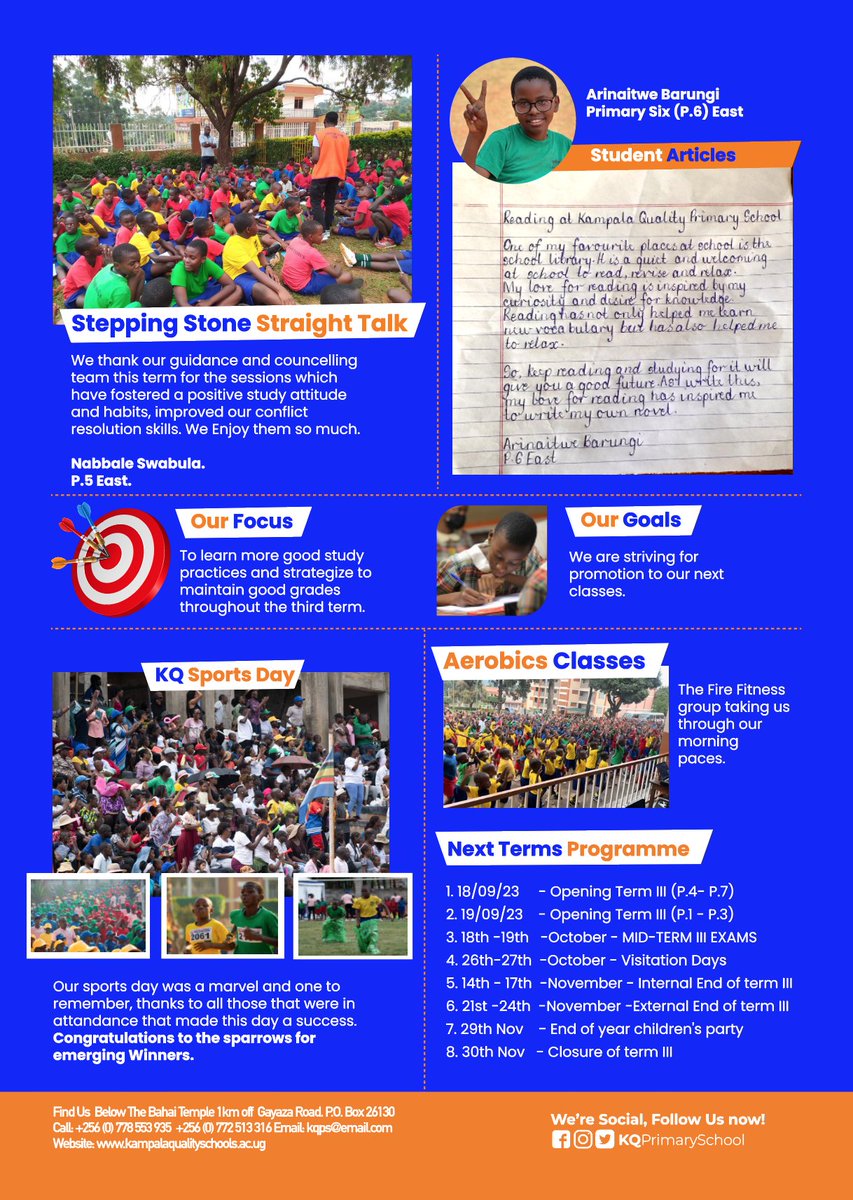 kqprimaryschool's tweet image. Incase you missed out on our termly #newsletter, here you go! It was a #funfilled term that we had here @kqprimaryschool , we are looking forward to an even more enjoyable one come next term. See you soon!😉 For inquires, #CallOrWhatsapp +256 705 299274 or +256 785 754 814.
