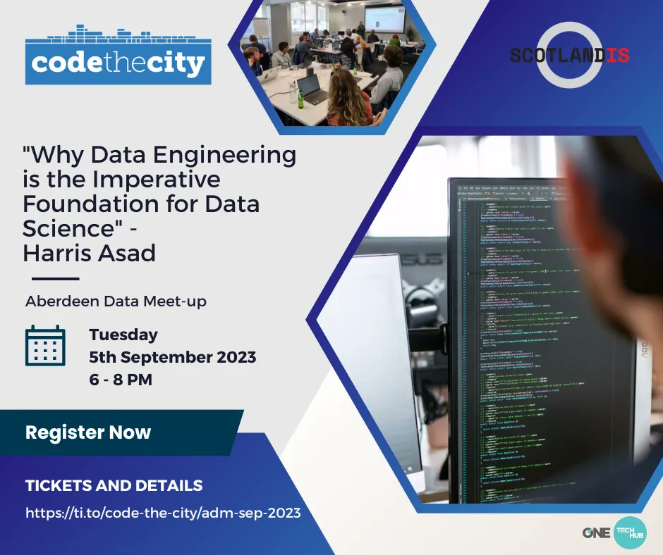 codethecity's tweet image. One week from today, at Aberdeen Data Meetup we have a talk from Harris Assad on "Why Data Engineering is the Imperative Foundation for Data Science".
Book now for networking, pizza and drinks! buff.ly/3E3ogdZ
#datascience #dataengineering #aberdeen #networking