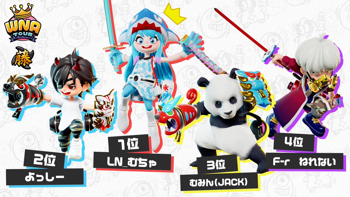 WNAツアー『藤林長門守カップ（ソロ）』 上位入賞者のアバターを紹介