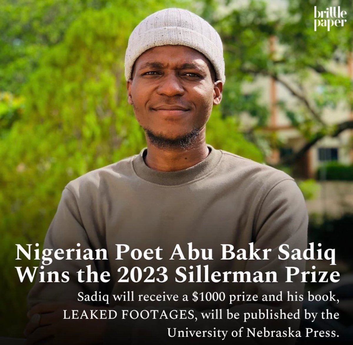 Highlighting Nigerian excellence across fields! Kudos to Abu Bakr Sadiq of Niger State for securing a remarkable victory with 'LEAKED FOOTAGES' for the 2023 Sillerman First Book Prize for African Poets. His poetry showcases Africa's vibrant talent! 📚🌍 #AfricanPoetry