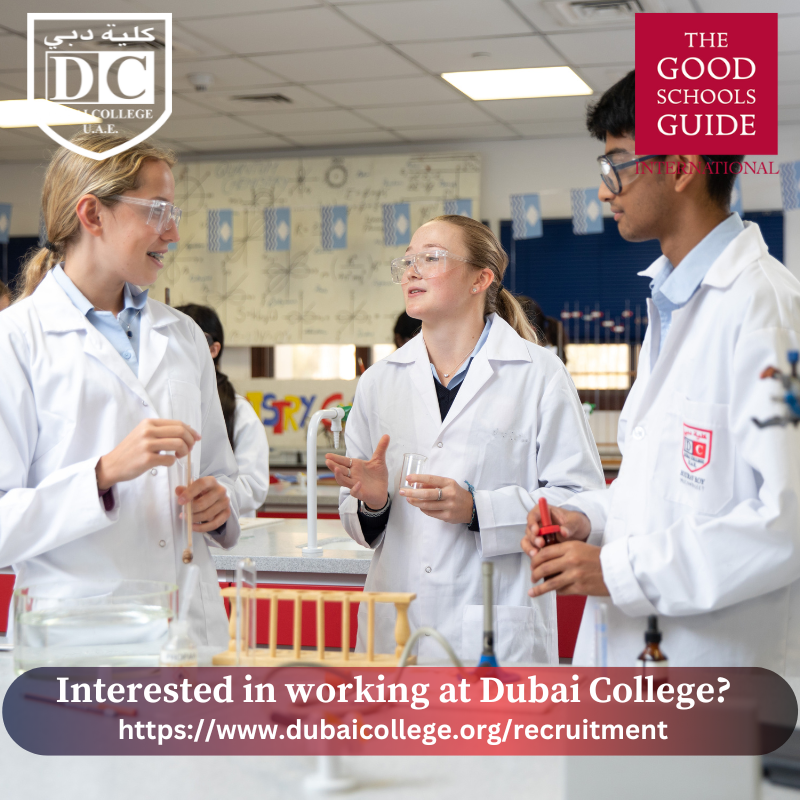 DubaiCollege's tweet photo. VACANCY - Due to the expansion of the Science Department, we are seeking an additional Science Lab Technician to join our team.  This is a great opportunity to join our thriving and successful Science Department. Find out more: https://t.co/KKrMsnD51V https://t.co/hBQNmJfzq2