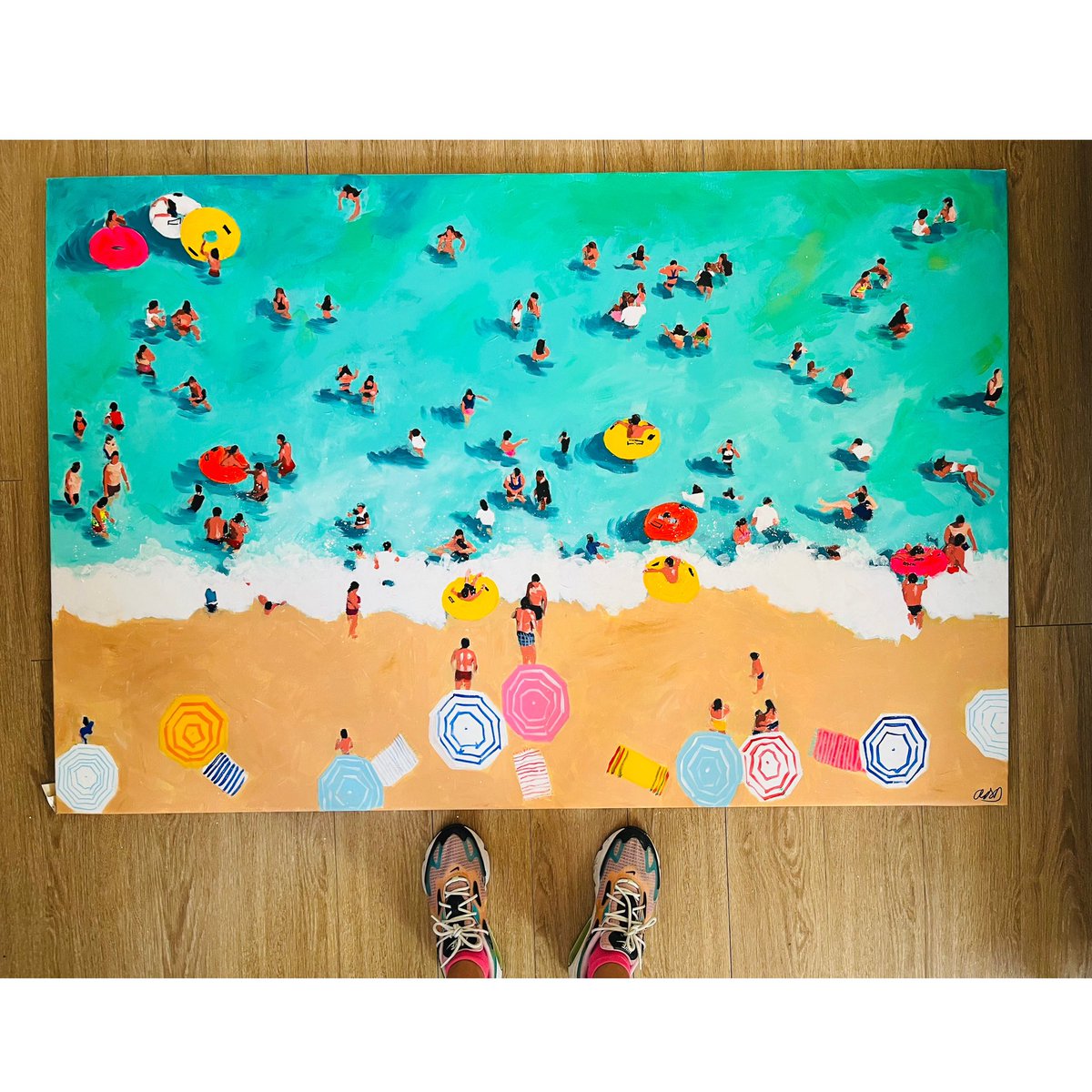 ElGabineteDeLas's tweet photo. Este cuadro se llama “Playa Feliz”. Evidentemente. Y como véis, puedo pintarlo en acuarela (máximo 40 x 30 cms.) o en acrílico sobre lienzo, desde 100 cms, hasta 195 cms. Todos mis cuadros los pinto por encargo. Será un placer llenar de varano vuestro hogar. https://t.co/GEZWnd1d8Z
