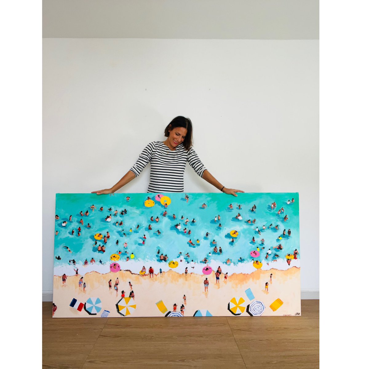 ElGabineteDeLas's tweet photo. Este cuadro se llama “Playa Feliz”. Evidentemente. Y como véis, puedo pintarlo en acuarela (máximo 40 x 30 cms.) o en acrílico sobre lienzo, desde 100 cms, hasta 195 cms. Todos mis cuadros los pinto por encargo. Será un placer llenar de varano vuestro hogar. https://t.co/GEZWnd1d8Z