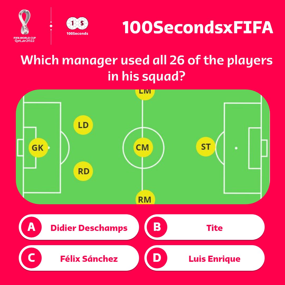 100secondsXfifa's tweet photo. Can you guess the answer⁉️

#100secondsxfifa #football #soccer #prize #rewards #100seconds #fifa #playtowin https://t.co/ch030Dw6Z0