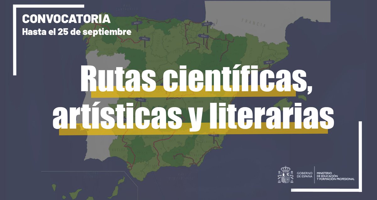 🟢 Programa de Rutas científicas, artísticas y literarias para el curso 2023-2024.

👉 120 grupos de alumnos
👉 De 5º de Primaria a Bachillerato
👉 10 rutas, 7 días

⬇️Inscripciones hasta el 25 de septiembre⬇️
educacionyfp.gob.es/servicios-al-c…