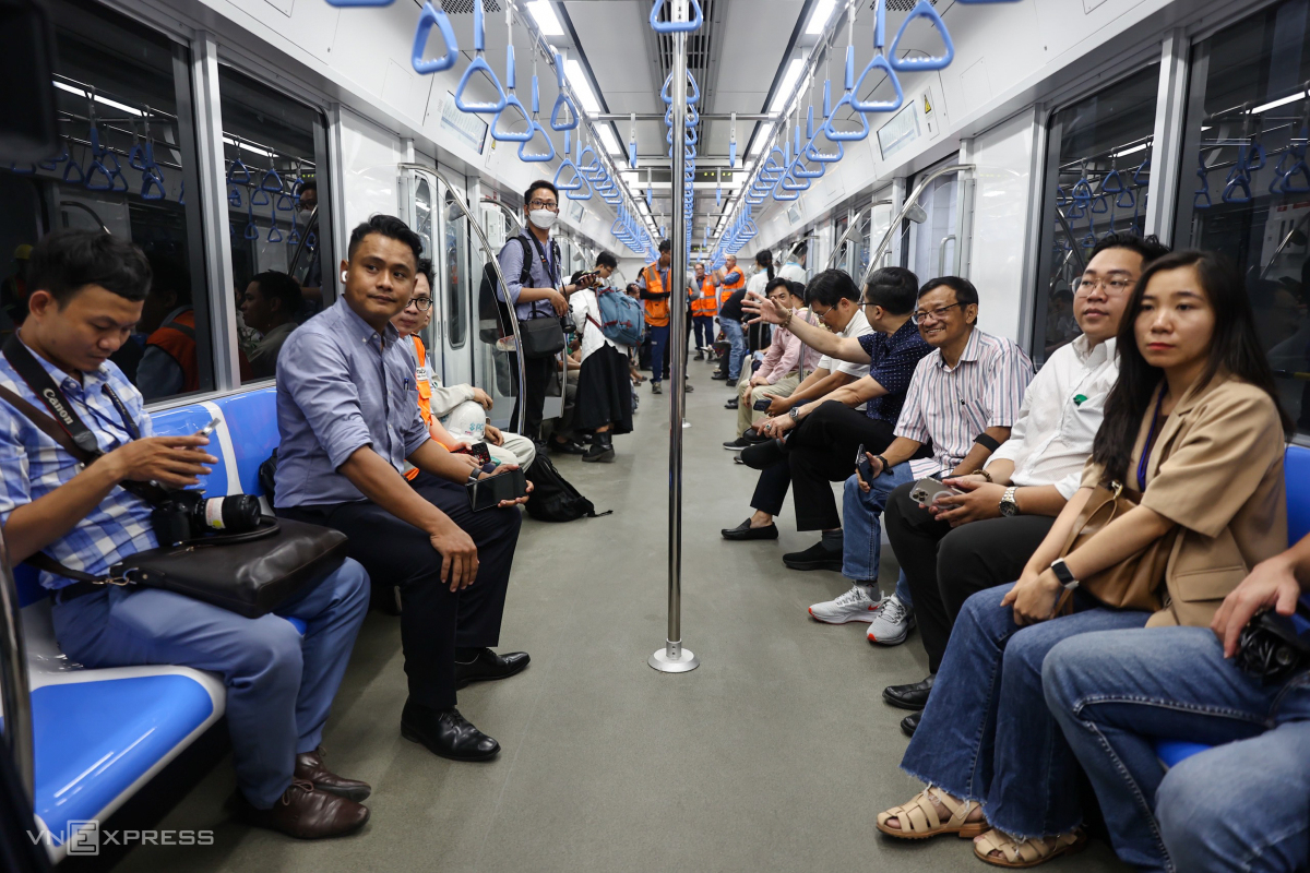 It has been a long time coming, and today was just a trial run,  but it is a happy day for Saigoners (not that it shows on most of the faces of the metro test-riders).