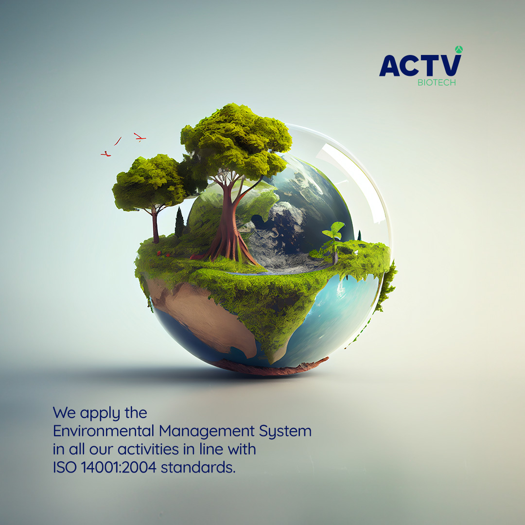 Tüm faaliyetlerimizde ISO 14001:2004 standartları doğrultusunda Çevre Yönetim Sistemi’ni uyguluyoruz.

We apply the Environmental Management System in all our activities in line with ISO 14001:2004 standards.

actvbiotech.com

#actvbiotech