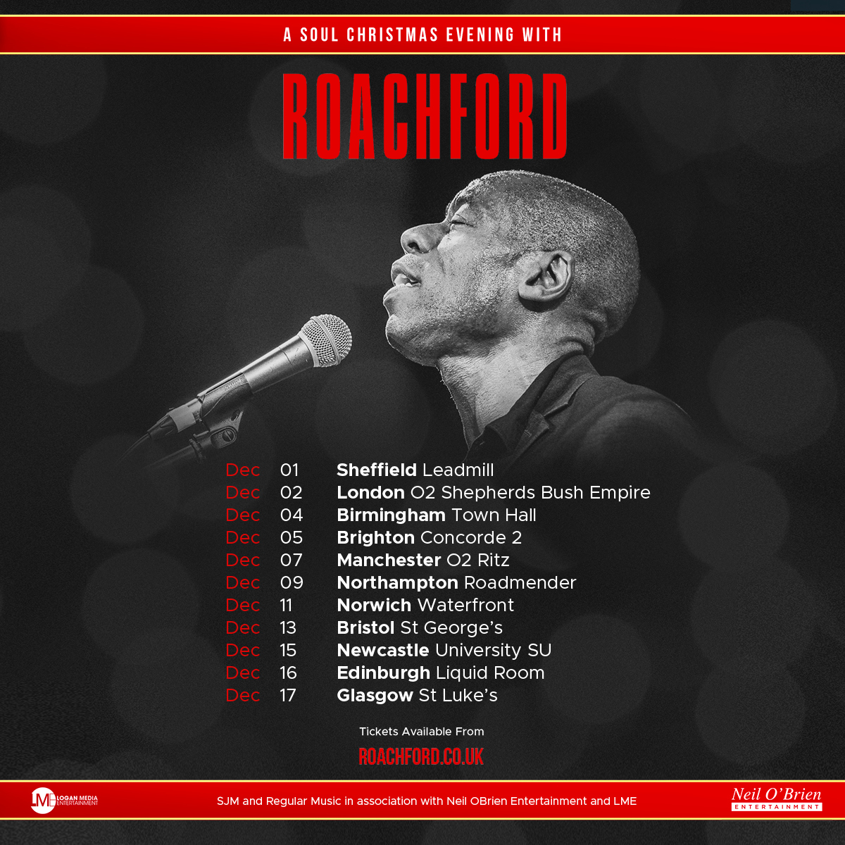 🎅🎅 Now On Sale 🎅🎅 Join us for A Soul Christmas Evening With @roachfordmusic this December. Grab your tickets here... bit.ly/3sokHMU