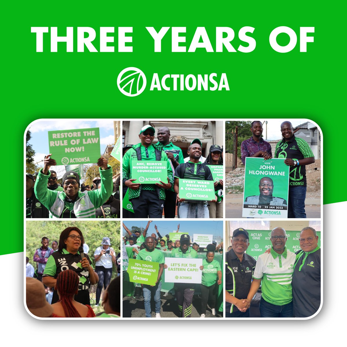 Action4SA's tweet photo. Today, we celebrate our third birthday! 💚 

We emerged as a political party from a live studio broadcast on 29 August 2020 in the middle of a Covid-19 lockdown.

From this unique beginning, we have achieved remarkable feats, including contesting our first local government election and successfully establishing a presence in all nine provinces, placing us on a rapid growth path toward the 2024 national and provincial elections.

#LetsFixSouthAfrica 🇿🇦