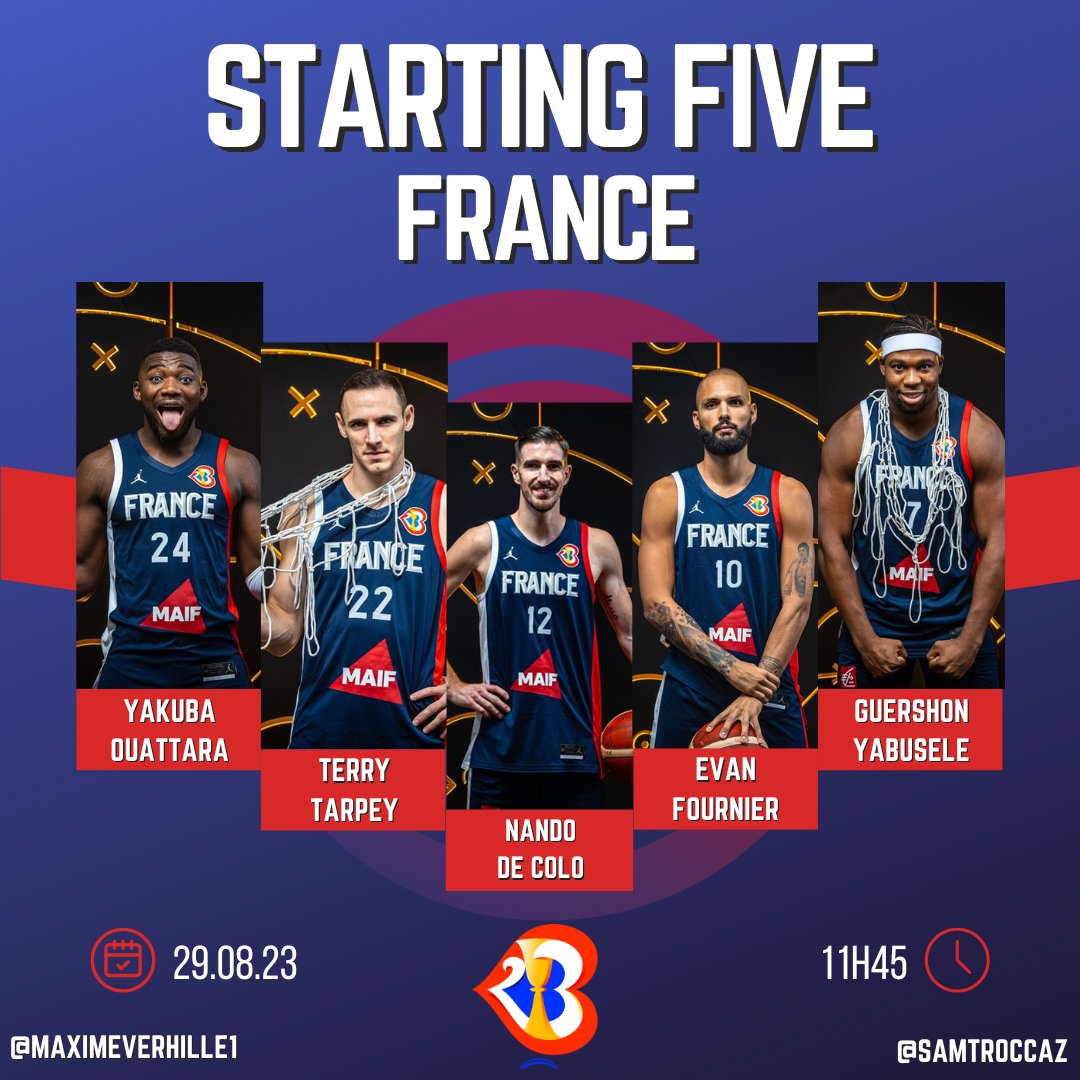 🏀 Liban - France, les 5 majeurs ! 

Défaite interdite pour la France, pour l'honneur, FAITES LE TRAVAIL ! 

#WinForFrance #FIBAWorldCup2023