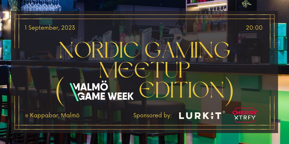 We are doing it again! 
Nordic gaming meetup, this time Malmö Game Week edition! 

This Friday at <a href="/kappabarmalmo/">Kappabarmalmo</a>  
There will be free food thanks to <a href="/LURKITcom/">TBD</a>  
And a quiz with great prizes thanks to <a href="/cherryxtrfy/">CHERRY XTRFY</a> 

Join in here: 
fb.me/e/4LQE0fHTD