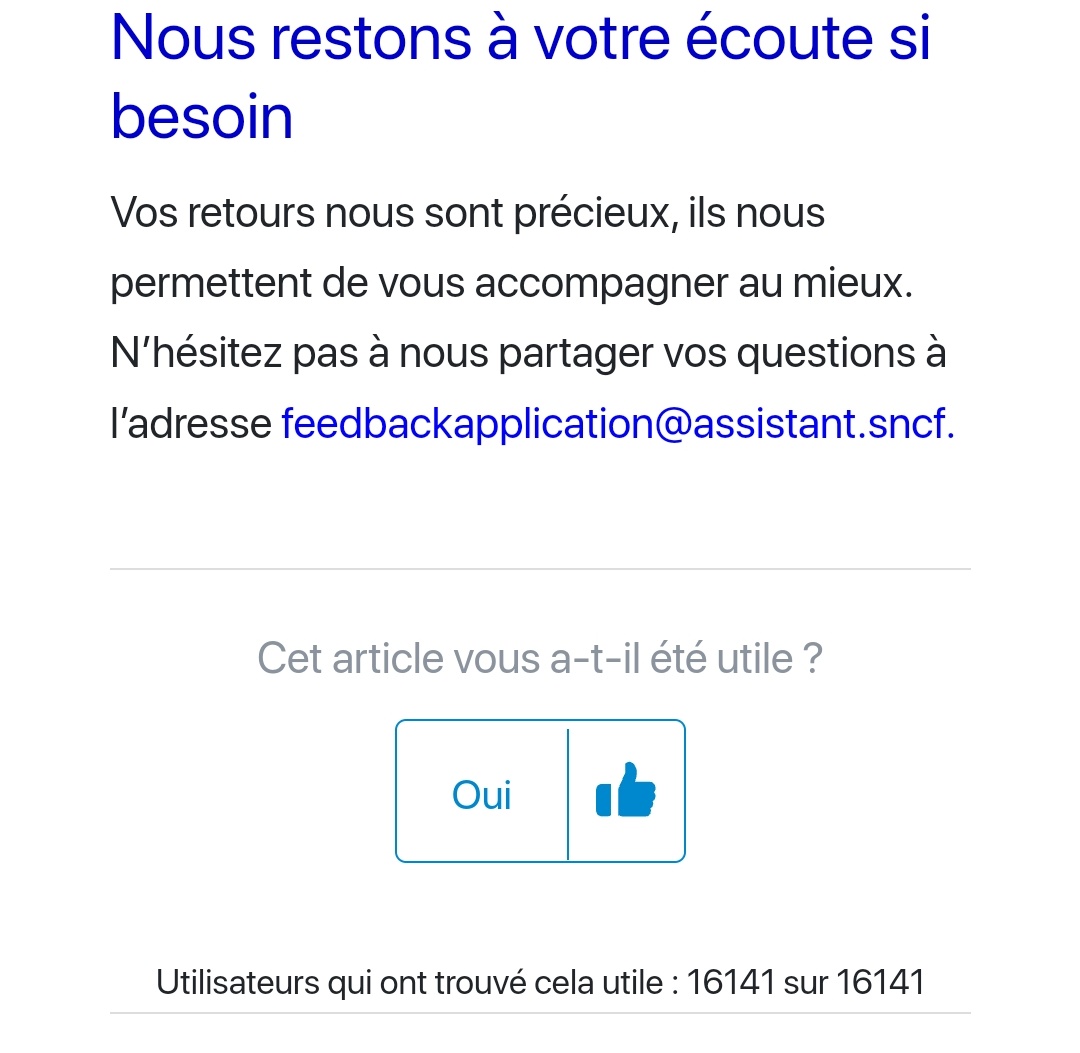 Cocolococo69360's tweet photo. @CommuTERLyon @GrablyR @TERLyonMacon Moi ce qui me plaît a la SNCF c'est de voir que tous les articles de l'assistance sont forcément utile... S'ils ont évalué @SNCFConnect de la même manière c'est un peu biaisé 🤣
@GroupeSNCF @SNCFVoyageurs
#SNCFConnect #AssistantSNCF #SNCF https://t.co/kELL7cF1fz