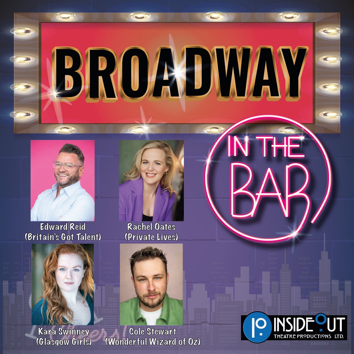 Broadway in the Bar is back. Sunday 15th October starring @mredwardreid @OranMorGlasgow ticketweb.uk/event/broadway…