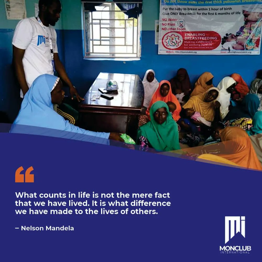 MonClubInt's tweet photo. "What counts in life is not the mere fact that we have lived. It is what difference we have made to the lives of others." - Nelson Mandela
Live a life of impact! #MonClub #MonclubInternational #monclubintervention #unicef #unicef_nigeria #WFP https://t.co/a9atTuSRRn
