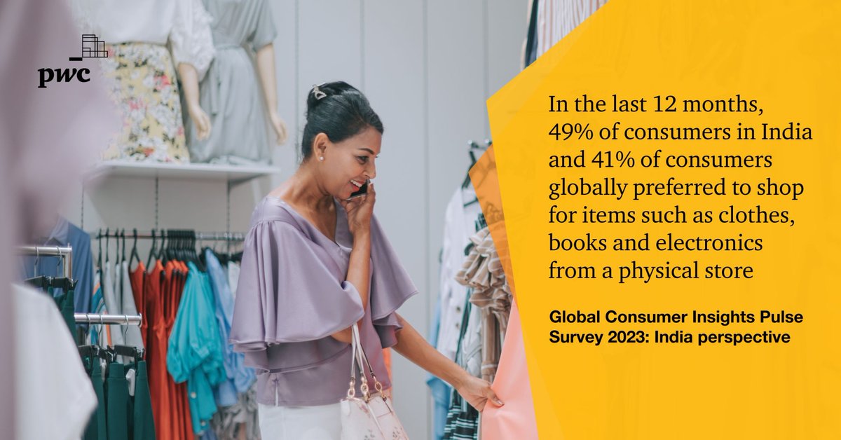Consumers are not willing to trade the experience of in-store shopping for online shopping. Read more in our latest Global Consumer Insights Pulse Survey 2023: India perspective: bit.ly/3OBfclm