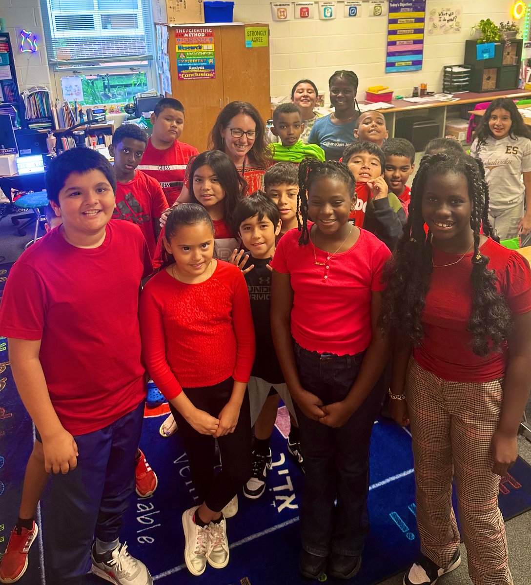 As our kindergartners review and learn their colors, the entire <a href="/BrenMarPark_ES/">Bren Mar Park ES</a> school community is celebrating a colorful spirit week! Today we rocked our 🔴! #mightymustangs