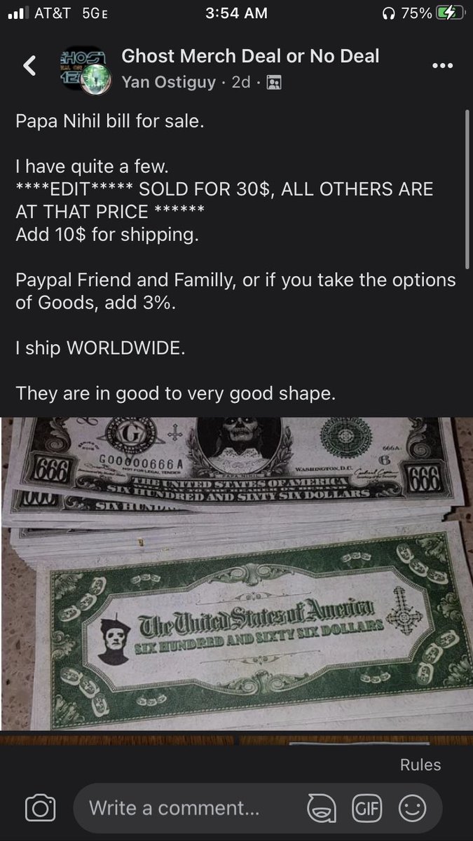 30 dollars for a single mummy dust is fucking disgusting, I hate that he probably has loads of them and is going to make a ton of money being a fucking scalper. Do better Ghost fans and don’t buy from overpriced sellers #ghosttwt