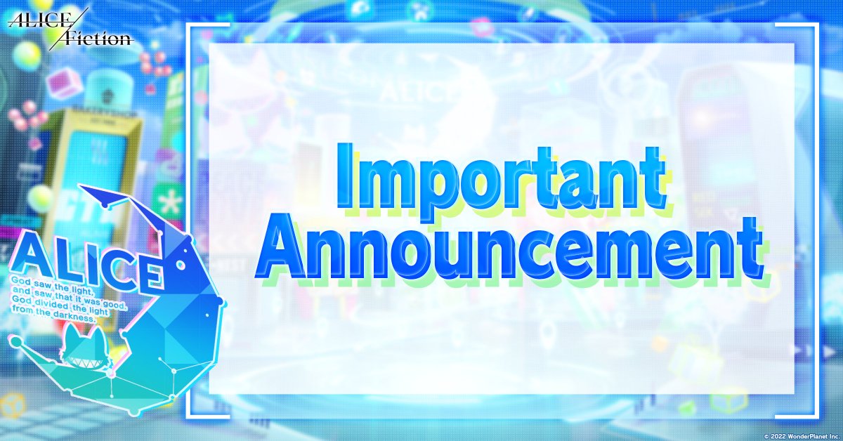 An important announcement regarding future services has been published. Please check the in-game 'Changes in Future Operations' announcement for more details #ALICEFiction