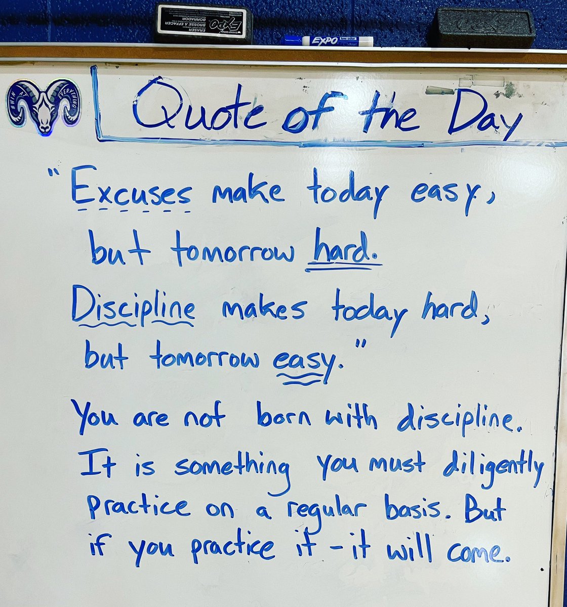 Choose your hard. It’s always best to actively practice discipline. Excuses dig a deeper hole. Discipline keeps you standing on level ground.