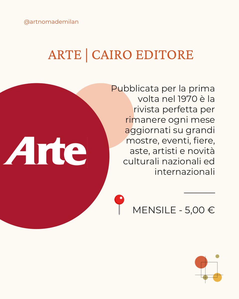 ArtNomadeMilan's tweet photo. Come rimanere aggiornati sul mondo dell’ #arte ?! Elenco delle riviste Parte I https://t.co/fyOEQREUgb