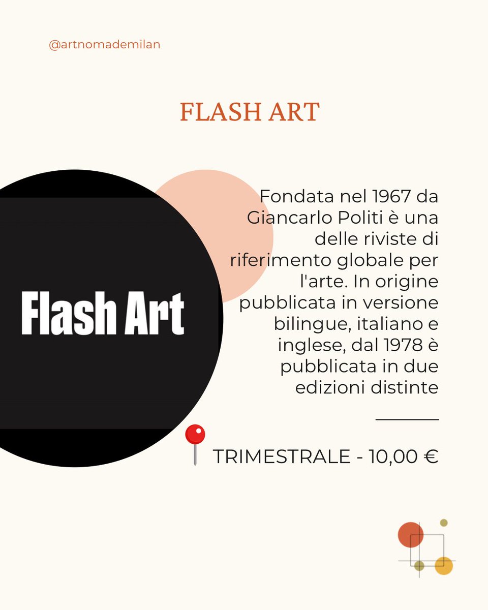 ArtNomadeMilan's tweet photo. Come rimanere aggiornati sul mondo dell’ #arte ?! Elenco delle riviste Parte I https://t.co/fyOEQREUgb