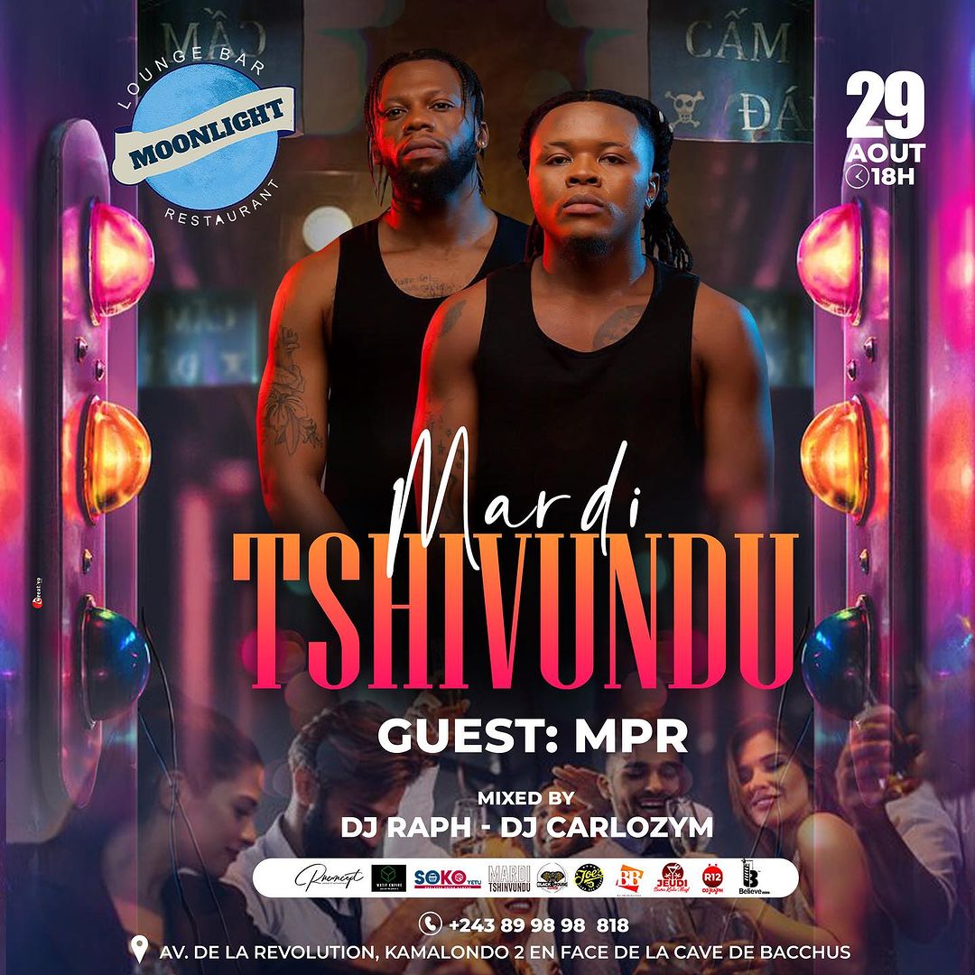 tubes2kin's tweet photo. 🚨Ne manquez pas la performance du groupe MPR en spécial guest ce mardi 29 août au the moonlight rdc lors de l'événement " MARDI TSHIVUNDU " à Lubumbashi 🇨🇩
#tubes2kin https://t.co/XcrGN22Tje