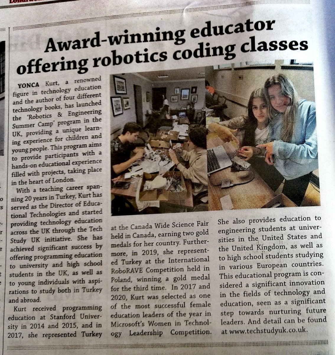 techstudyuk's tweet image. Tech Study UK Robotics Camp is in the newspaper!🚨🗞️📰

Thank you @LondraGazete

For further information please visit our website techstudyuk.co.uk
#summercamp #robotics #london #yoncakurt