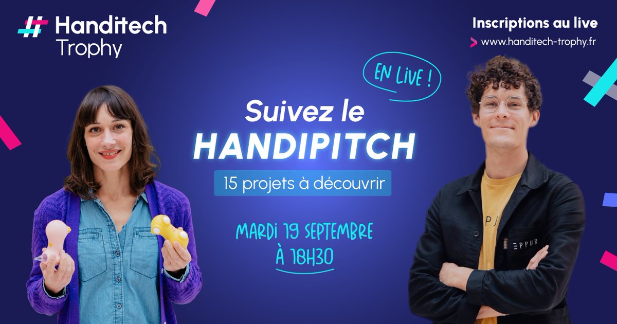 HanditechTrophy's tweet photo. Vous n'êtes pas encore inscrit(e) au 𝗟𝗜𝗩𝗘 ? 🎤

Suivez les 𝗽𝗶𝘁𝗰𝗵𝘀 𝗱𝗲𝘀 𝗳𝗶𝗻𝗮𝗹𝗶𝘀𝘁𝗲𝘀 de cette édition en direct !

📅 Mardi 19 septembre
⏱ Dès 18h30
✨ 15 solutions innovantes et inclusives à découvrir ;)

👉 https://t.co/rslzw7KyRD https://t.co/CmKDXJTX38