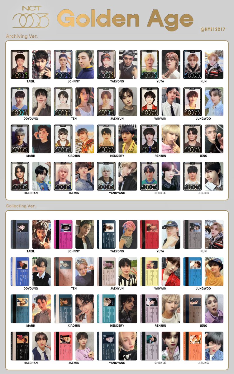 NCT 2023 GOLDEN AGE ALBUM PHOTOCARD TEMPLATE ARCHIVING VER