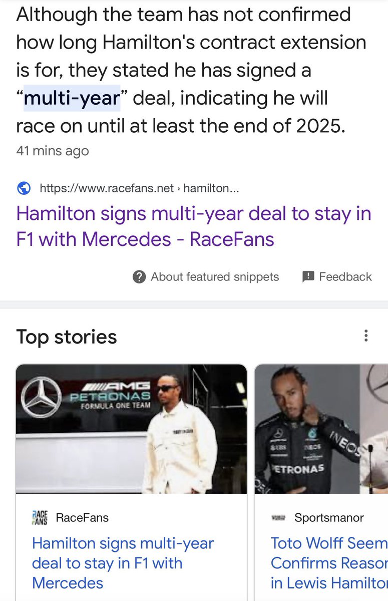 Earlier racefans.net posted an article and tweet announcing a “multi-year” contract extension for Lewis Hamilton. Both have since been deleted. 

Racefans say they “accidentally” published a “draft version” of the article 👀

It is likely embargoed information, which…