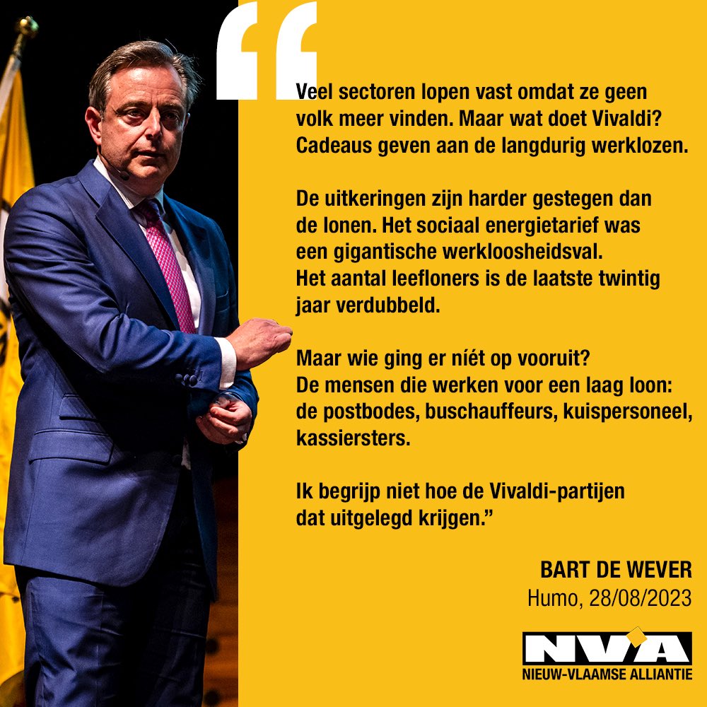 Bart_DeWever's tweet photo. Veel inactieven hebben het beter dan werkenden, omdat ze hun uitkering combineren met allerlei sociale tarieven. Dit moet echt anders. Zo kan je nooit een welvarende economie in stand houden. https://t.co/Q5cwm8Qopg