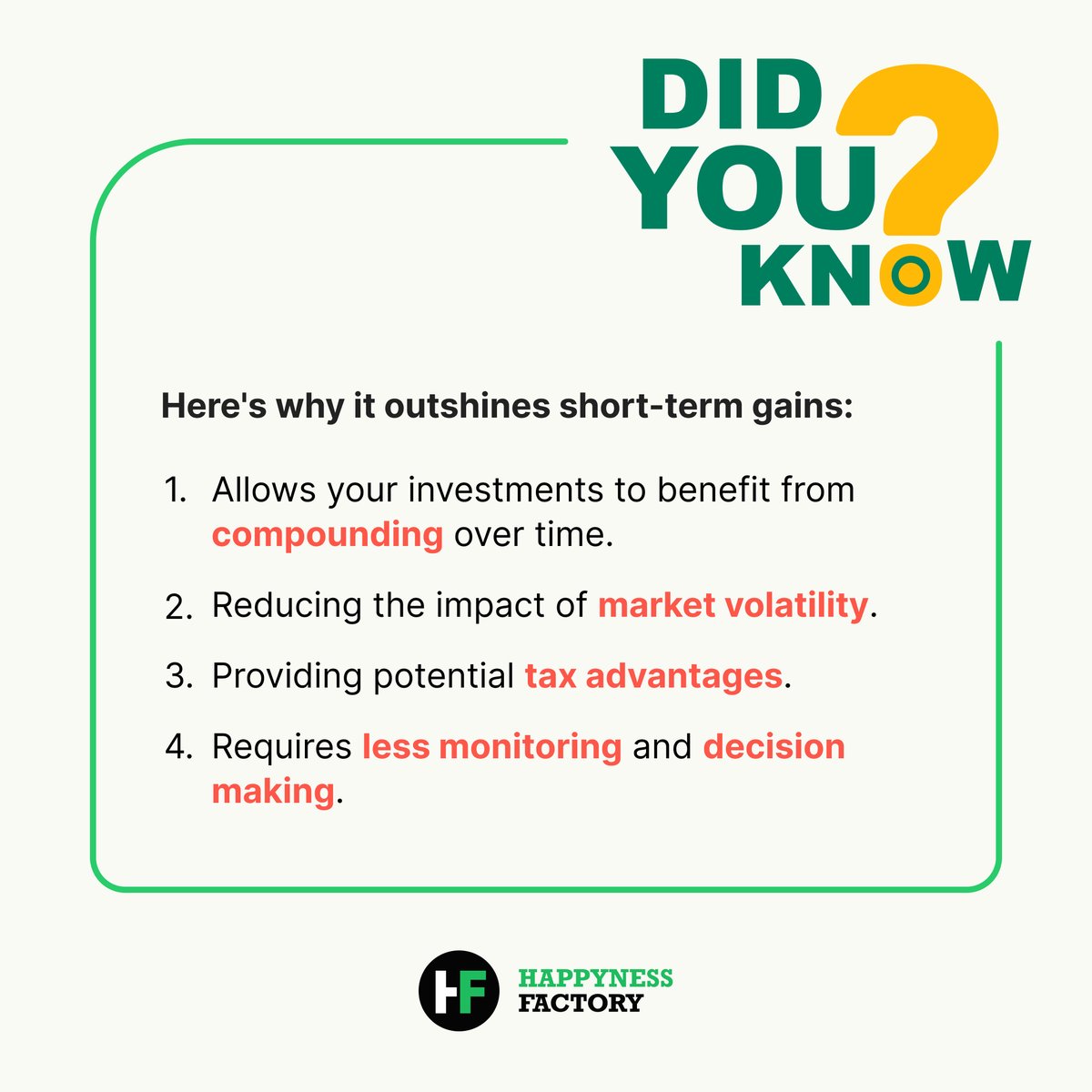 hf_invest's tweet photo. Power of Long-Term Investing.
#longtermgoals #longterminvestments #compoounding #compoundingeffect #powerofcompounding #Volatility #marketvolatility #TaxAdvantages #lessmonitoring #decisionmaking #happynessfactory #DidYouKnowThis #didyouknow https://t.co/yq2Jc2UX7t