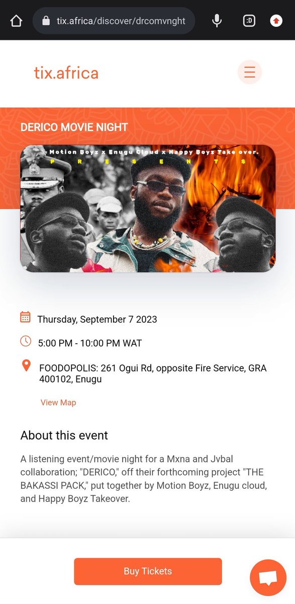 motionboyzng's tweet photo. If you're in Enugu, Don't miss the #DERICO experience, for anything in the world. Click https://t.co/iwJs4qWw8W now, and get your ticket, before they're all gone.
Use "DERICO042" at checkout to get 50% off the listening event ticket.
🌩️🦀 https://t.co/mUwwARjcU0