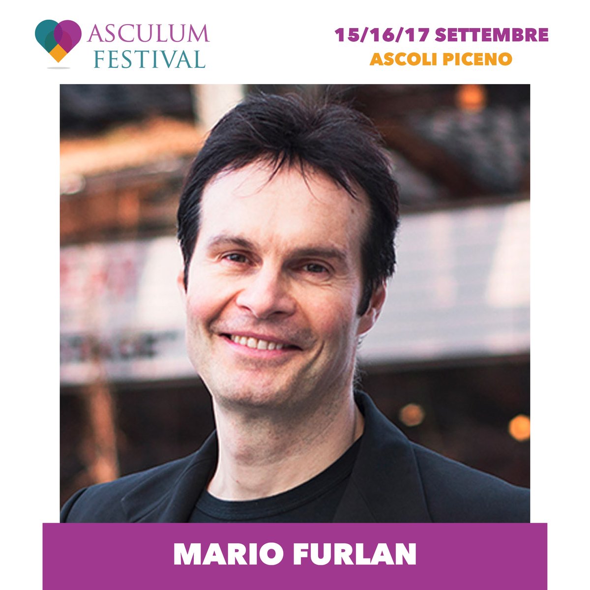 MarioFurlan's tweet photo. A metà settembre sono ad Ascoli Piceno per il festival della #crescitapersonale. Terrò due interventi: uno sul #bullismo, l'altro sulla #difesapersonale.
Se siete da quelle parti, venitemi a trovare!
@asculumfestival https://t.co/AWgPUGAITn