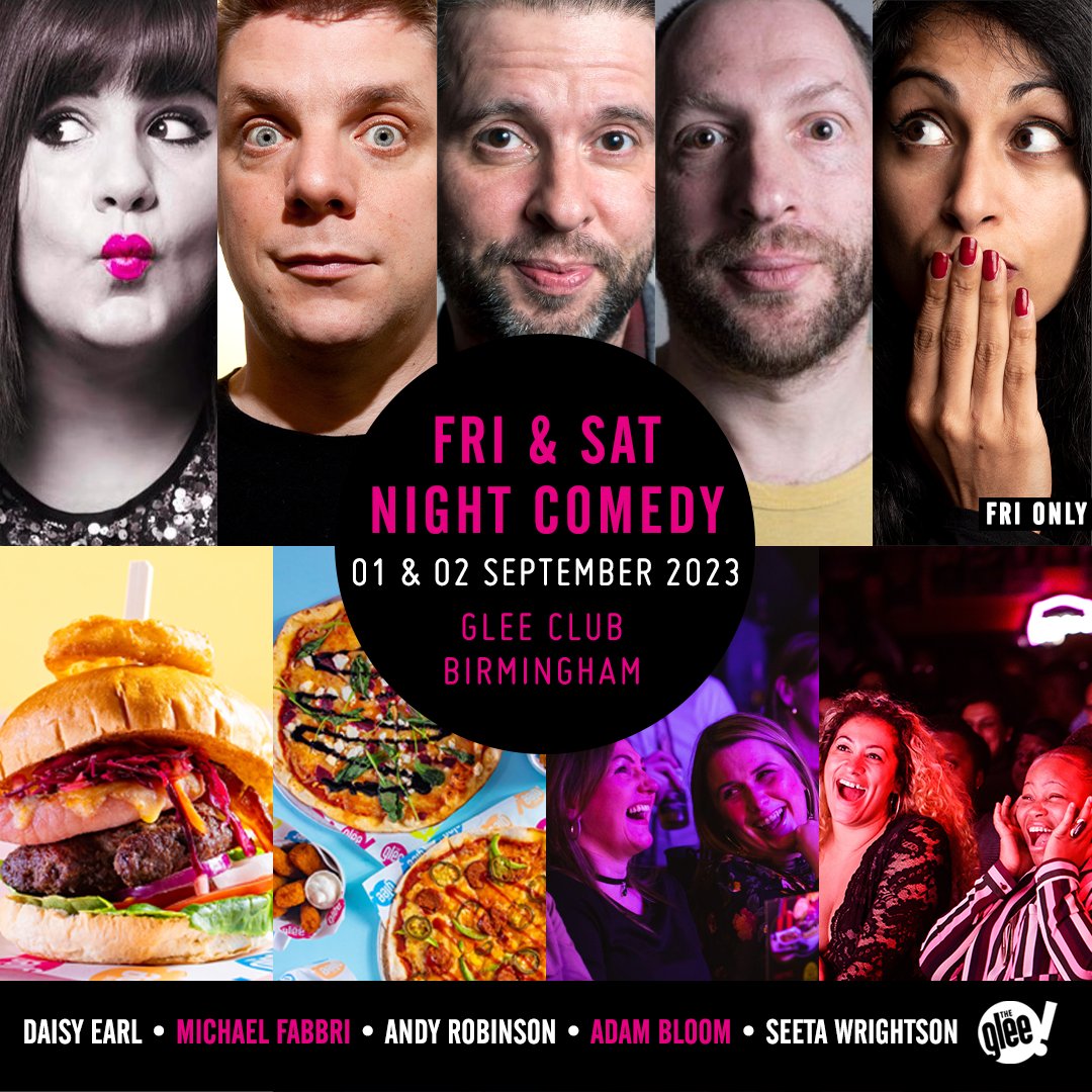 📆 Friday &amp; Saturday Night Comedy, featuring @Daisyearlcomedy, <a href="/MichaelSFabbri/">Michael Fabbri</a>, Andy Robinson, <a href="/adambloomie2/">Adam Bloom</a> &amp; <a href="/seetadoescomedy/">Seeta Wrightson</a> (Fri only)

Superb stand-ups that will keep you laughing until Monday, with a great range of tasty food offerings

Tickets 🎫 bit.ly/BhamWeekendCom