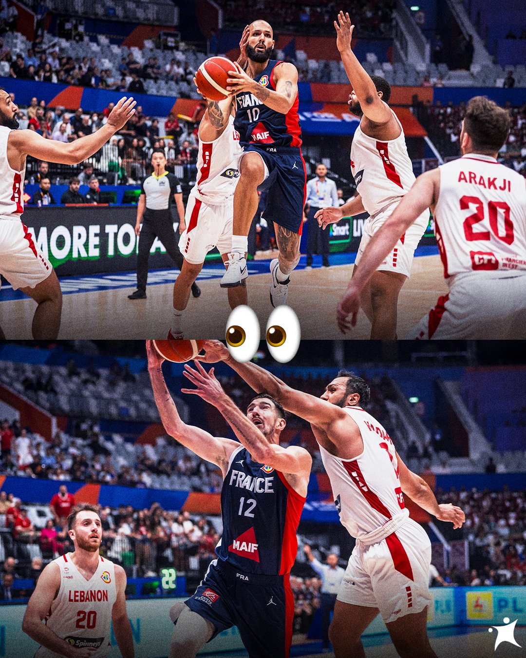 BasketNews on X: France and Lebanon engage in intense on-court