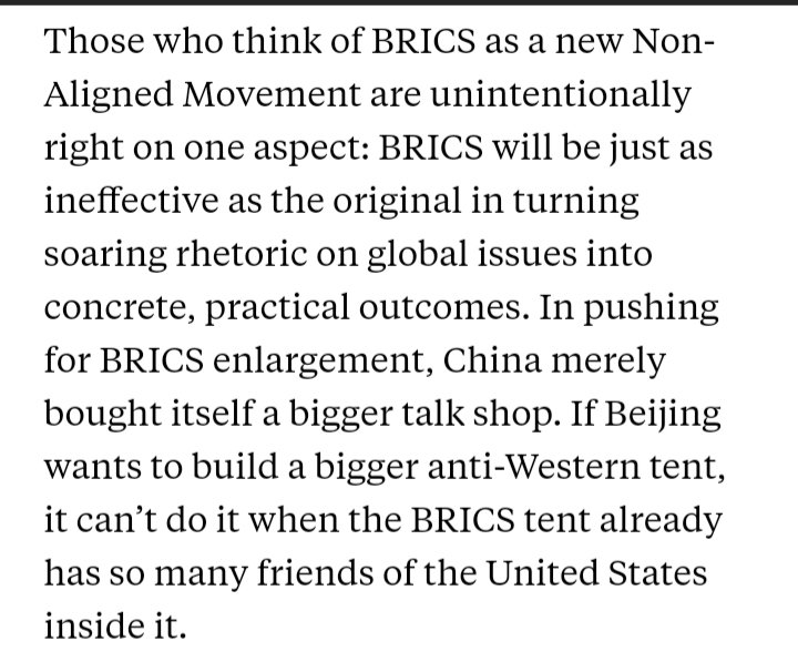 Chris_Iwanek's tweet photo. If you have time to only read one commentary about BRICS and the significance of its expansion, pick this one for FP by @MohanCRaja (rather than what I claimed about BRICS). https://t.co/c1qbiQ7Qn3