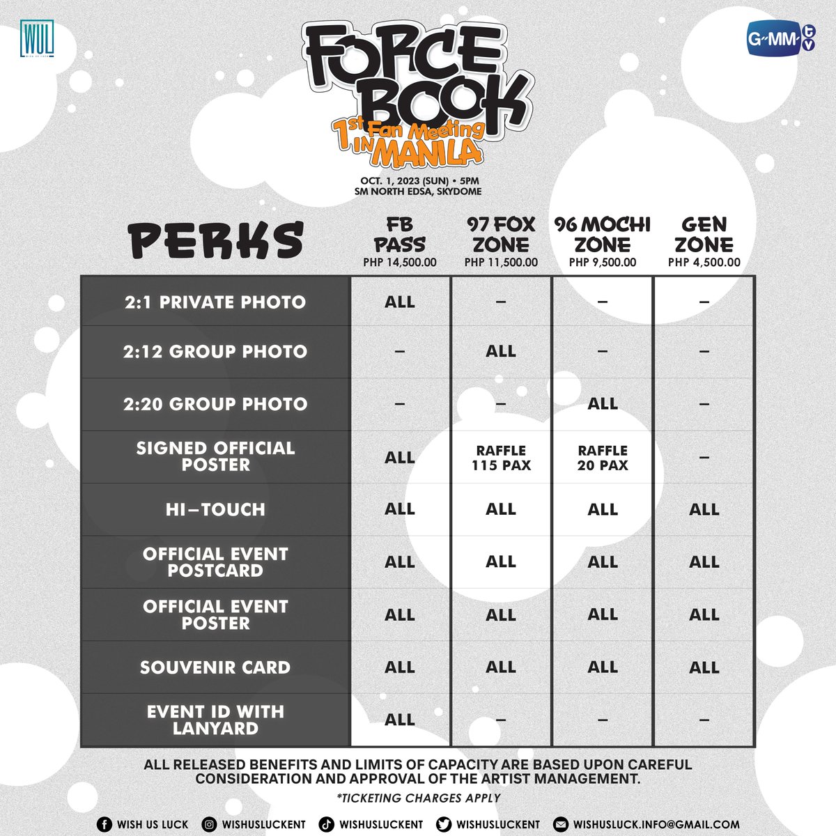 wishusluckent's tweet photo. Get ready to join a fierce fox and his adorable mochi for the adventure of a lifetime!

Prepare to experience an evening with the close friends that will leave you smiling from ear to ear with ForceBook 1st Fan Meeting in Manila! Coming to you on October 1, 2023, at the SM North Edsa Skydome.

📍General Ticket Selling will be on September 6, 2023 at 12:00 PM (GMT+8) via https://t.co/tCBqilJt2B

Let the fun begin! 🦊🍡✨

#ForceBookFMinMNL #GMMTV #WULPH