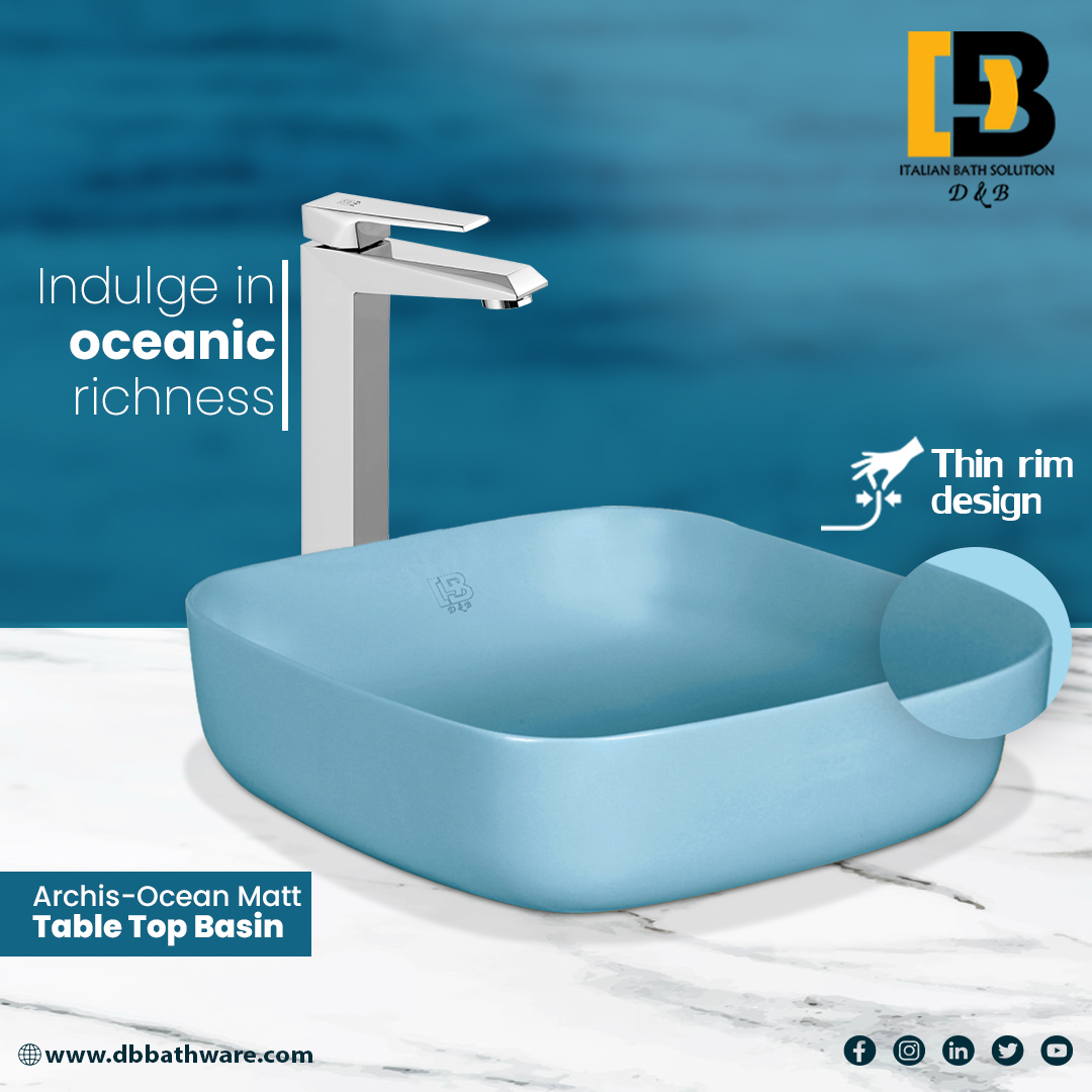 DB_BATHWARE's tweet photo. The Omega Coloured Table Top Basin's appealing Ocean-hued elegance will add sophistication to your bathroom. Bring a touch of coloured elegance.

#dbbathware #dbbathwareitalianbathwaresolutions #oceanmatt #washbasin #bathroomdesign #sanitaryware #interiordesign https://t.co/90ItaSsmNu
