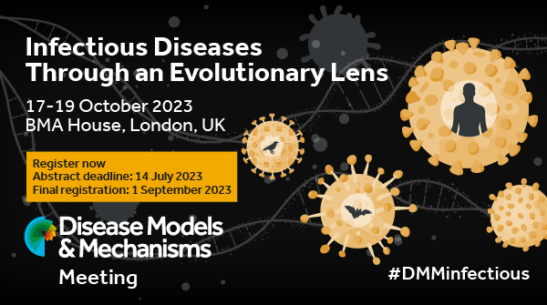 Last few days to register for #DMMinfectious, organised by Wendy Barclay @wendybarclay11, Sara Cherry  @FlyByVirus, David Tobin @TobinLab 
& Russell  Vance @russellevance. Join @DMM_Journal and a great line-up of speakers. Deadline 1 September biologists.com/meetings/dmmin…