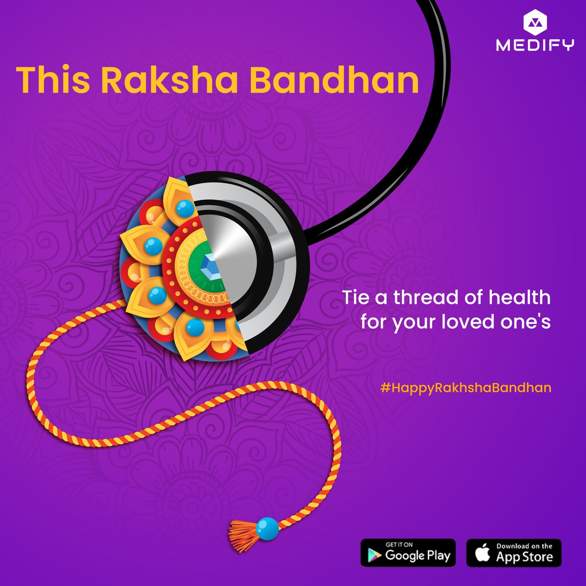 MedifyNexus's tweet image. This Raksha Bandhan, tie the knot of protection and health! Just like the stethoscope listens to your heartbeat, let your bond convey your promise to always look out for each other's well-being. 
.
#HealthGuardian #RakshaBandhanCare #BondOfWellness