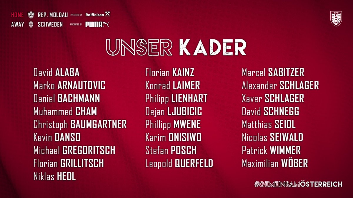 Unser Team für 🇦🇹! 
#GemeinsamÖSTERREICH 
__________
▶️ Tickets: oefb.at/tickets
